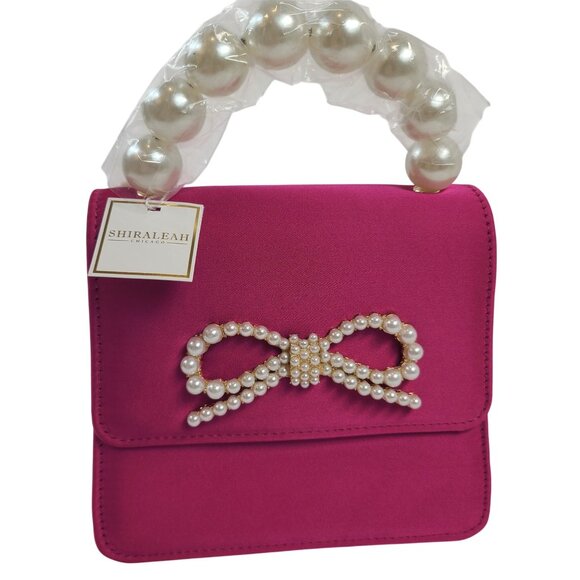 Shiraleah Handbags - NWT Shiraleah Magenta Maude Mini Top Handle Bag With Pearl Bow & Chain Strap